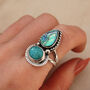 Dreamer Turquoise And Abalone Silver Statement Ring, thumbnail 10 of 12
