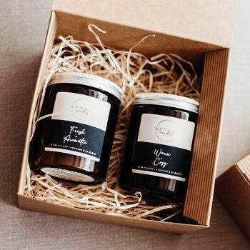 Amber Duo Deluxe Gift Set, Handcrafted Hygge Candles, 3 of 4
