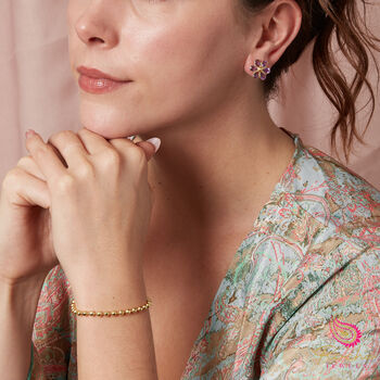 Purple Amethyst Flower Gold Plated Stud Earrings, 2 of 11