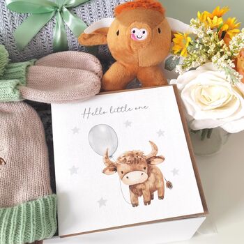 Highland Cow Winter Baby Gift Hamper, 3 of 12