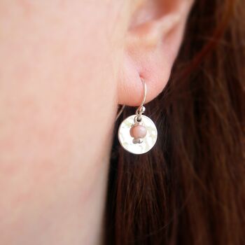 Pink Opal Hammered Disc Earrings, 2 of 4
