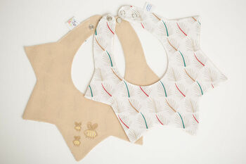 Double Sided Embroidered Cotton Baby Bib, 4 of 6
