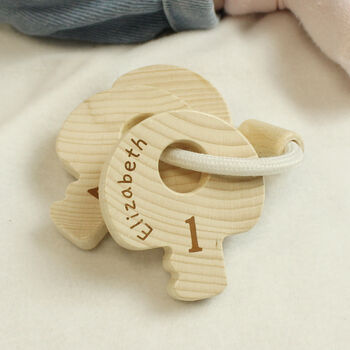 Personalised Wooden Baby Key Toy, 3 of 5