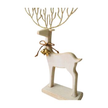 Wooden Reindeer With Sparkly Antelers, 2 of 3