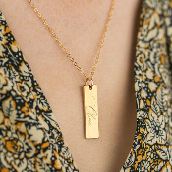 Script Name Gold Plated Bar Necklace, 2 of 5