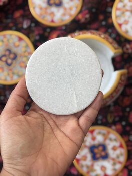 Marble Meenakari Coasters, Set Of Six With Case, 10 of 11