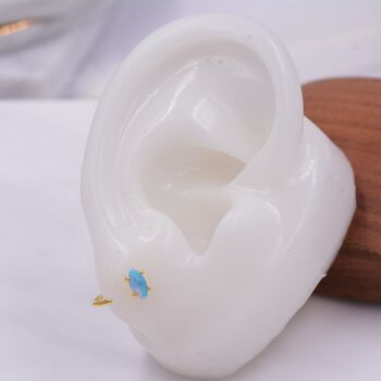 Minimalist Opal Marquise Huggie Hoop Threader Earrings, 2 of 11