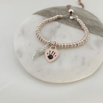 Rose Gold Print Memorial Sweetie Slider Bracelet, 2 of 5
