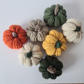 Knitted Pumpkin Decorations Set Of Six, 5 of 5