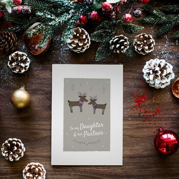 'Daughter And Her Partner' Christmas Card Reindeer, 7 of 10