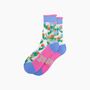 Floral Posy Combed Cotton Sheer Pop Socks In Blue, thumbnail 3 of 4