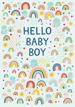 New Baby Boy Card, Rainbow New Baby Card, 3 of 3