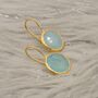 Aqua Chalcedony Earrings: Gold, Dangle Drop, Sterling Silver, Round Blue Gemstone Jewelry, thumbnail 4 of 6