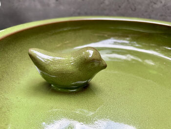 Green Ceramic Garden Birdbath Bird Feeder – 28cm, 2 of 9