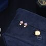 Sterling Silver Tiny Purple Opal And Cz Stud Earrings, thumbnail 4 of 11