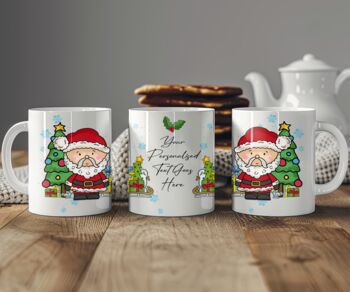 Personalised Whimsical Santa Christmas Tree Gift Mug, 2 of 2