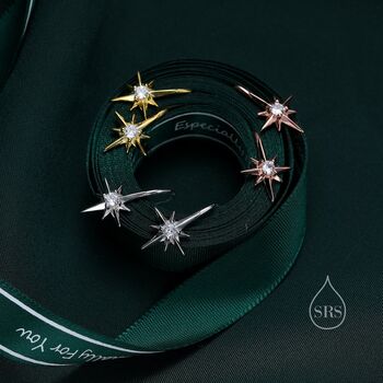 Starburst Drop Hook Earrings In Sterling Silver, 2 of 11