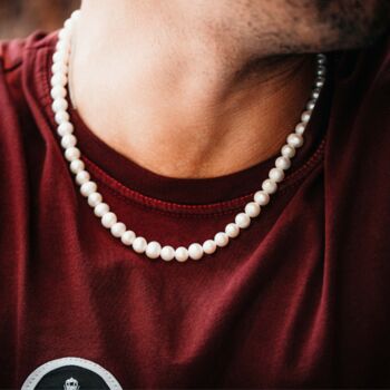 Mens Freshwater Pearl Chain Necklace, 6 of 8