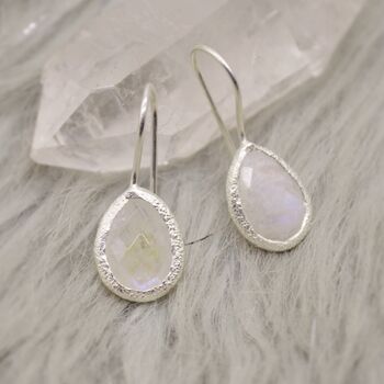 Rainbow Moonstone 925 Silver Earrings, 2 of 8