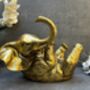 Drunken Elephant Wine Bottle Holder In Aged Gold Gift, thumbnail 6 of 12