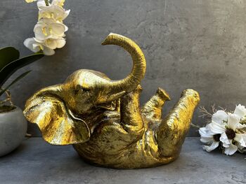 Drunken Elephant Wine Bottle Holder In Aged Gold Gift, 6 of 12