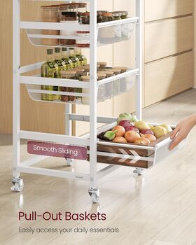 Multi Tier Storage Trolley Pull Out Basket Shelf, 3 of 7