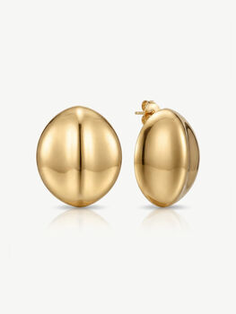 Big Solid Oval Stud Earrings, 2 of 4