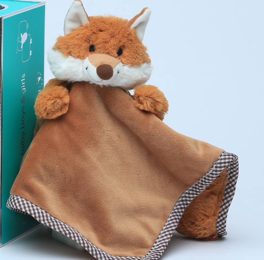 Fox Finger Puppet Baby Soother, Personalised, Boxed, 1 of 6