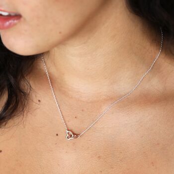 Mixed Metal Tiny Interlocking Hearts Necklace, 4 of 6