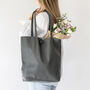 Dark Grey Soft Leather Tote Shopper, thumbnail 2 of 12