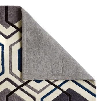 Area Rug Hand Tufted Rectangle Grey/Navy, 4 of 8