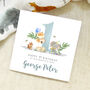 Personalised Cute Animals Any Age Blue Birthday Card, thumbnail 1 of 2