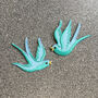 Set Of Two Blue Swallow Iron On Patches, thumbnail 1 of 4