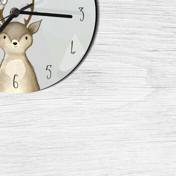 Woodland Deer And Bird Personalised Clock, 3 of 3