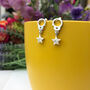 Friendship Handcuff Initial Star Silver Earrings, thumbnail 6 of 10
