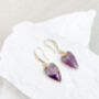 Amethyst Heart Earrings Real 18k Gold Plated, thumbnail 3 of 7