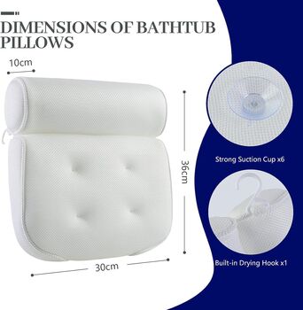 Bath Pillow Cushion Soft Bathtub Pillow Head And Neck, 9 of 9