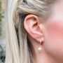 Rose Gold Plated Rhinestone And Pearl Hook Earrings, thumbnail 3 of 5