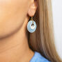 Cream And Blue Stripey Circular Earrings, thumbnail 3 of 7