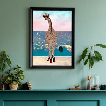 Summer Print Giraffe Heart Heels On Beach Scene, 2 of 5