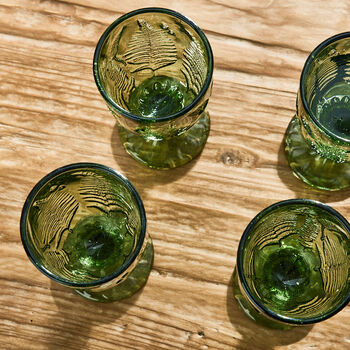 Set Of Four Botanical Fern Green Wine Goblets, 5 of 8