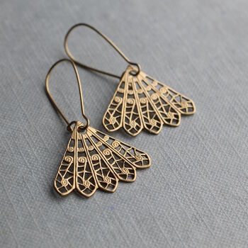 Gold Filigree Lace Fan Earrings, 4 of 8