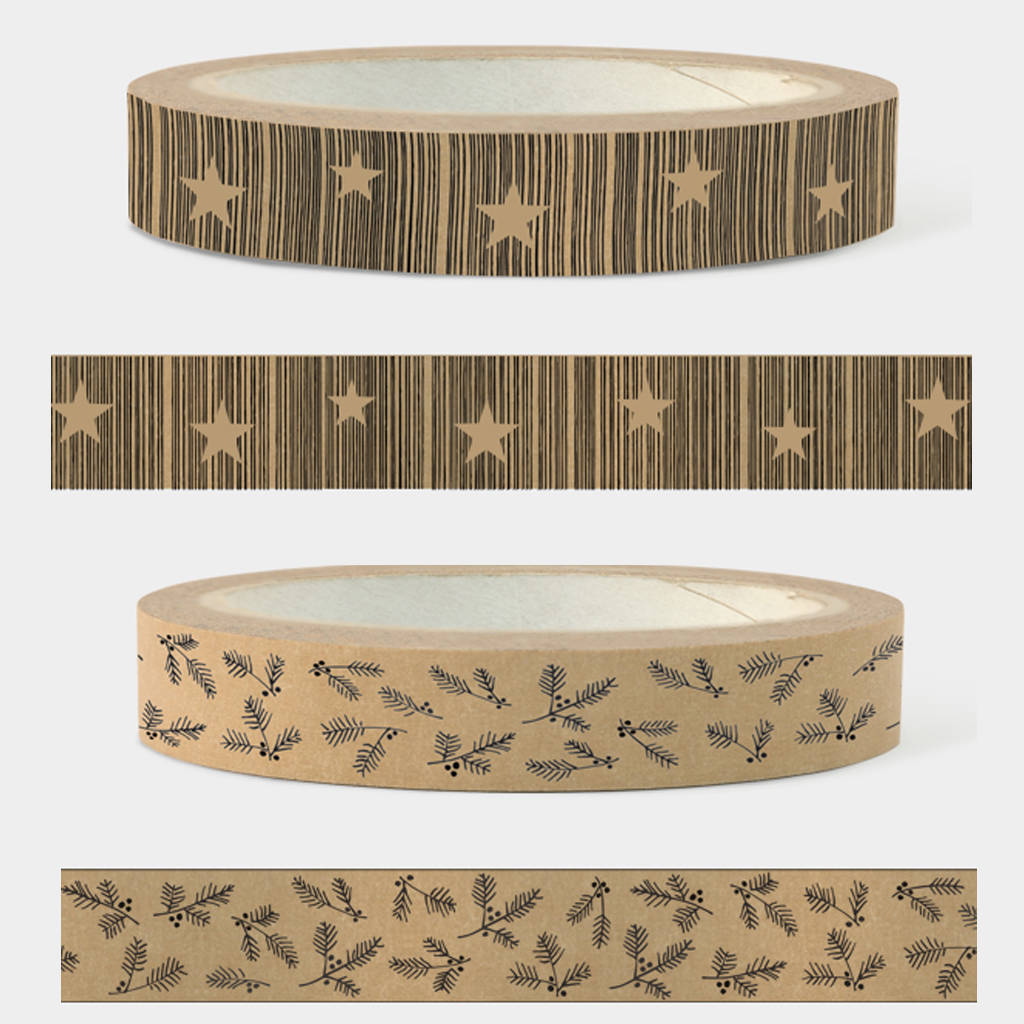 Brown Kraft Christmas Gift Wrapping Tape 50m By The Wedding of my