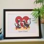 Personalised Couples Framed Retro Animal Print, thumbnail 1 of 4