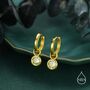 Sterling Silver August Birthstone Peridot Green Crystal Drop Hoop Earrings, thumbnail 2 of 11