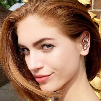 Sterling Silver Double Circle Topaz Gemstone Ear Cuffs, 2 of 6