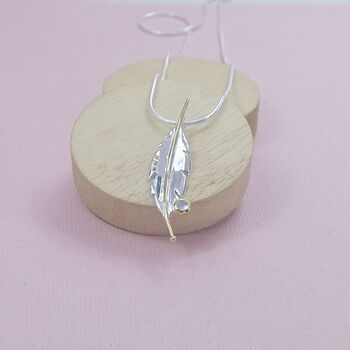 Sterling Silver Leaf Pendant With Blue Topaz, 2 of 3