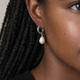 Sterling Silver Freshwater Pearl Open Hoop Stud Earrings, thumbnail 4 of 7