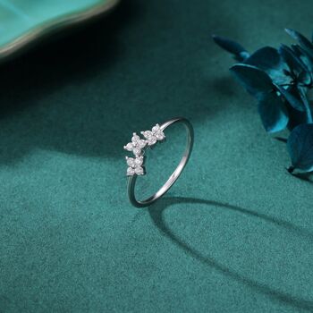 Hydrangea Bouquet Cz Flower Ring In Sterling Silver, 6 of 12