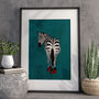 Turquoise Zebra Wearing Heels Original Art Print, thumbnail 1 of 12